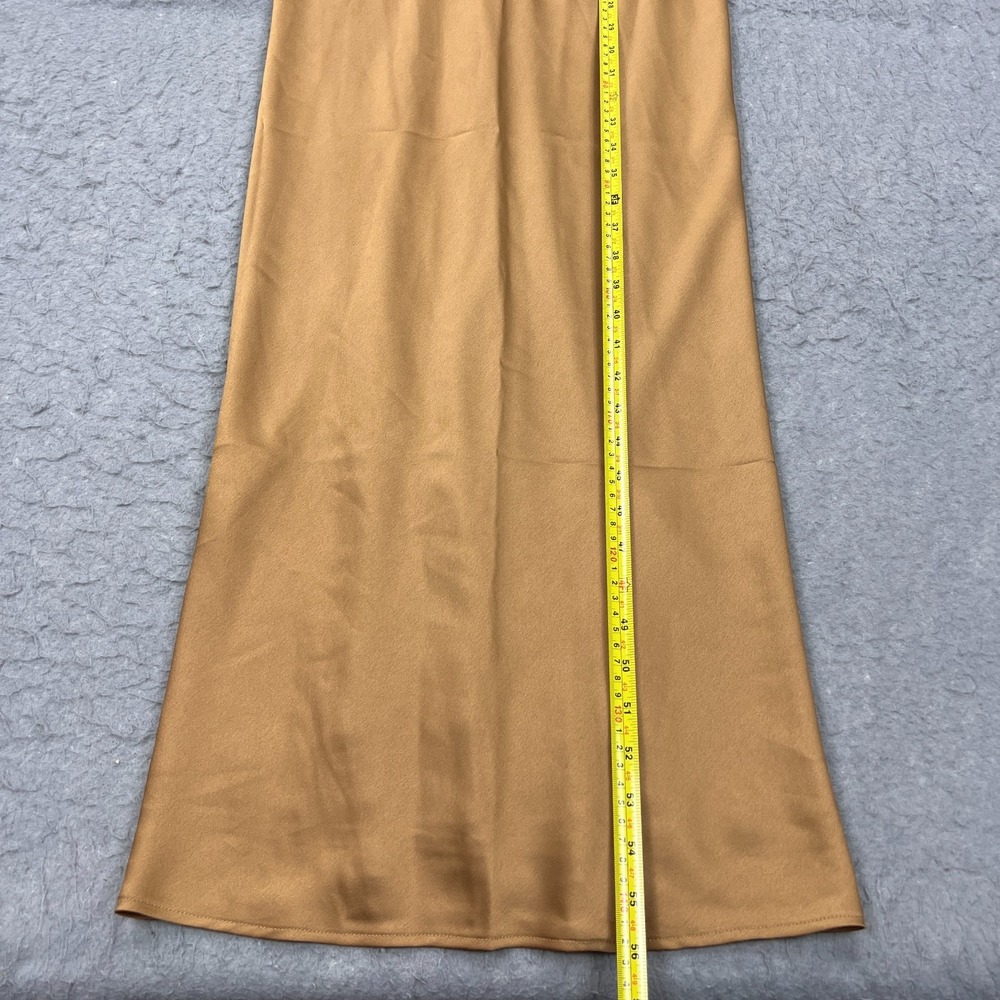 Abercrombie & Fitch Satin Dress‎ Women's MT Gold Plunge V-Neck Long Slip T-Strap - Picture 5 of 13